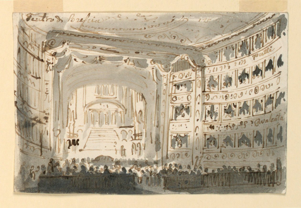 Interiör av teater i Brescia av Antonio Giuseppe Basoli