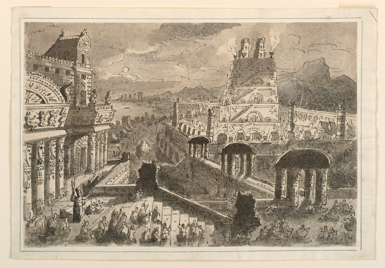 Montezumas palats, Mexiko av Antonio Giuseppe Basoli