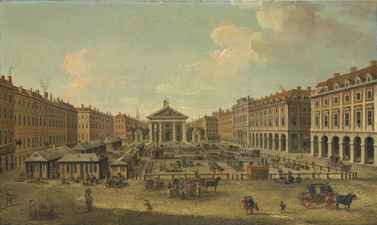 Fyra vyer över London: The Covent Garden av Antonio Joli