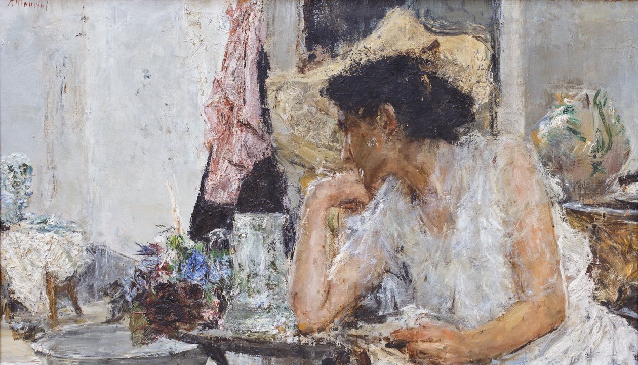 Kvinna på toaletten av Antonio Mancini