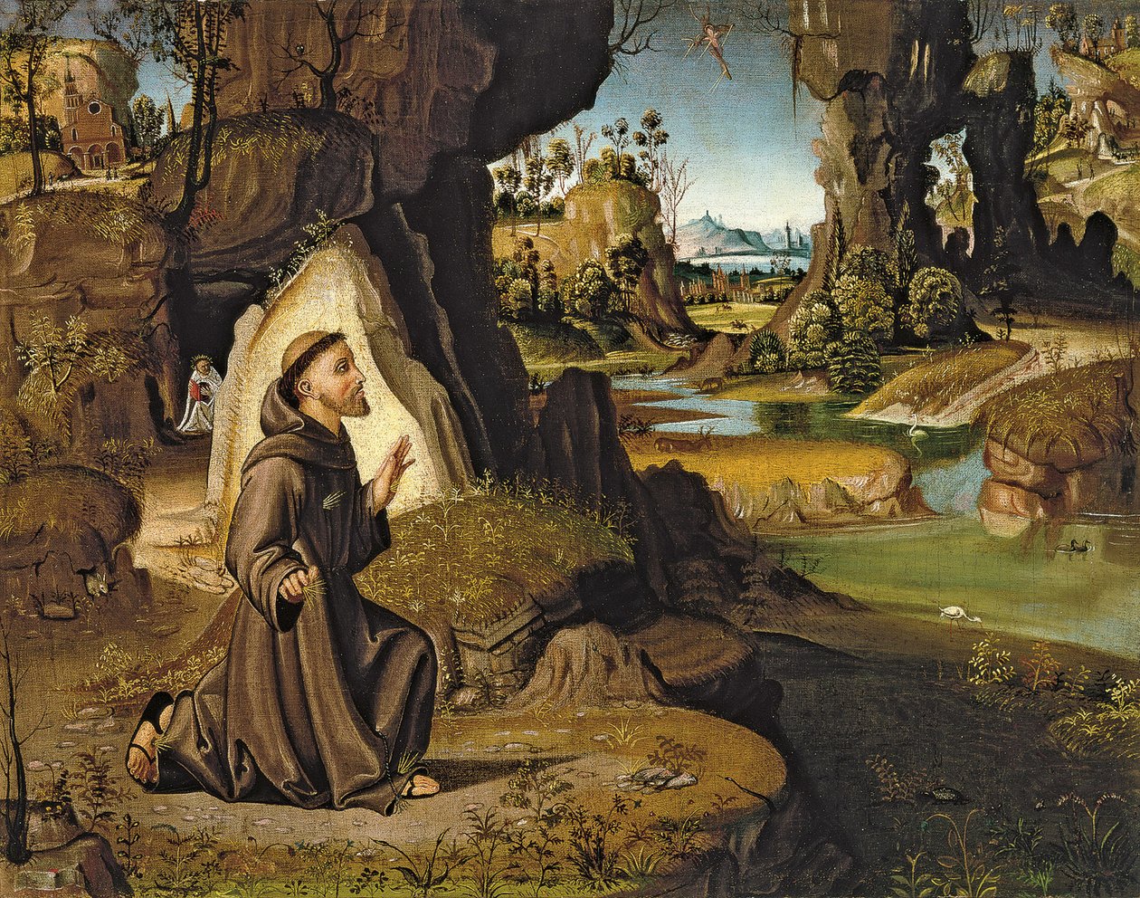 Saint Francis tar emot Stigmata av Antonio Pirri