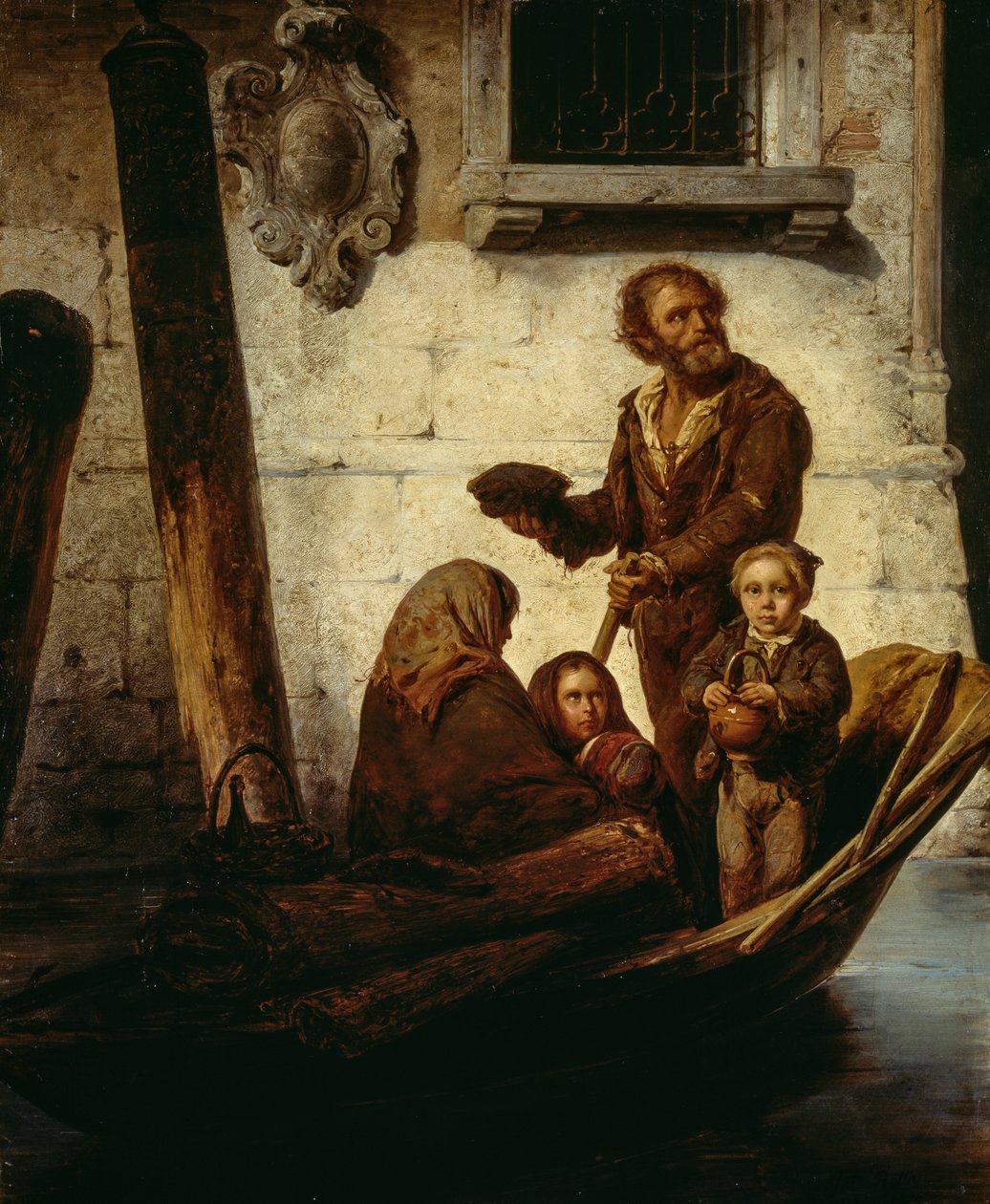 En familj av gemene man i en båt av Antonio Rotta