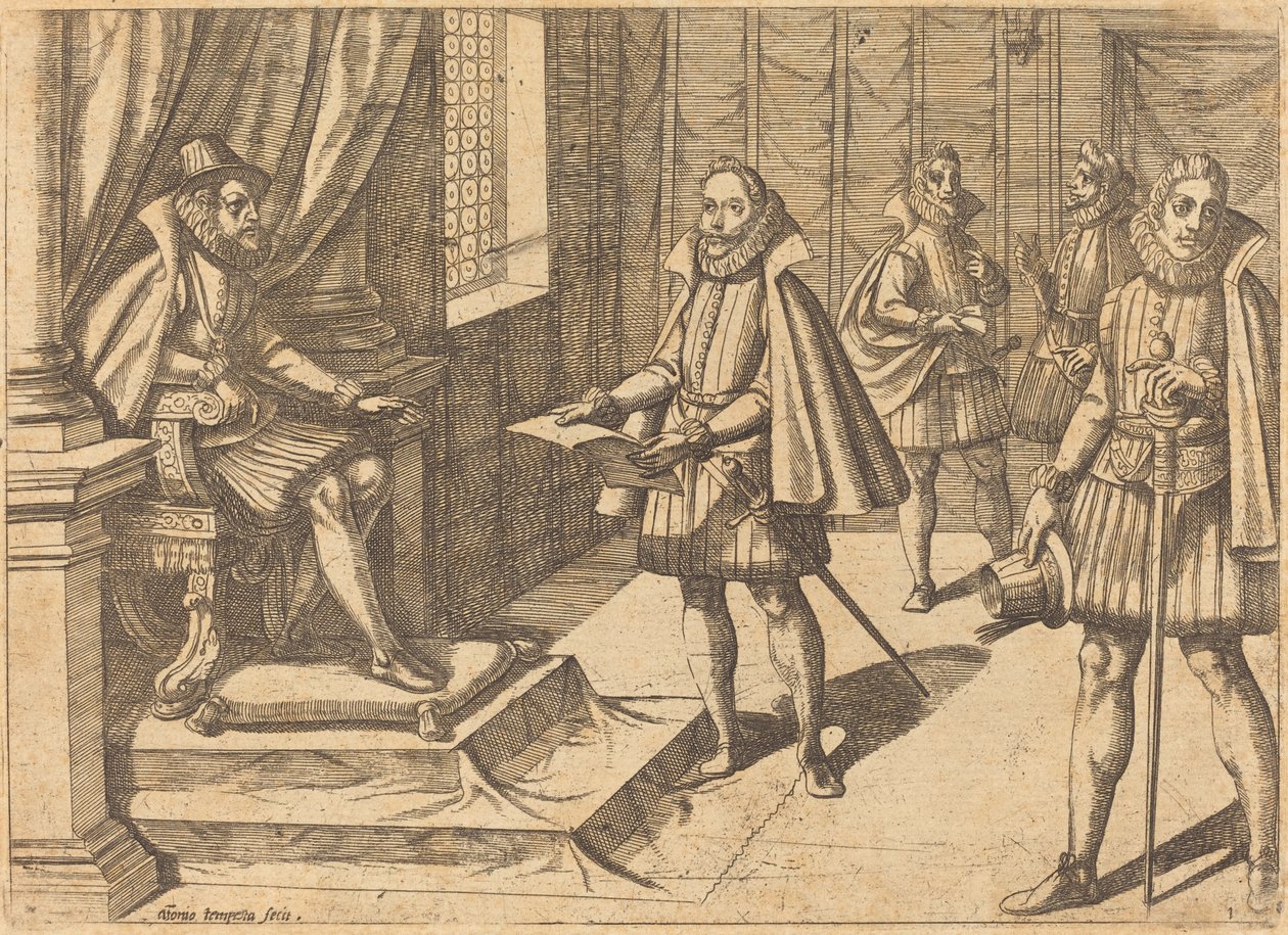 Filip II av Spanien på sin tron av Antonio Tempesta