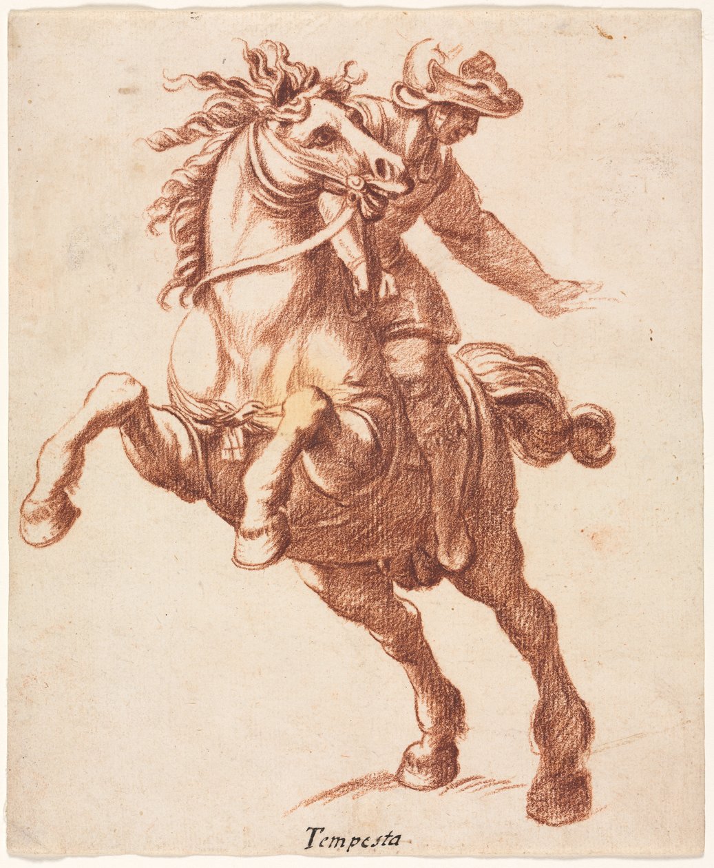 Uppfödande häst och ryttare, c. 1600. av Antonio Tempesta