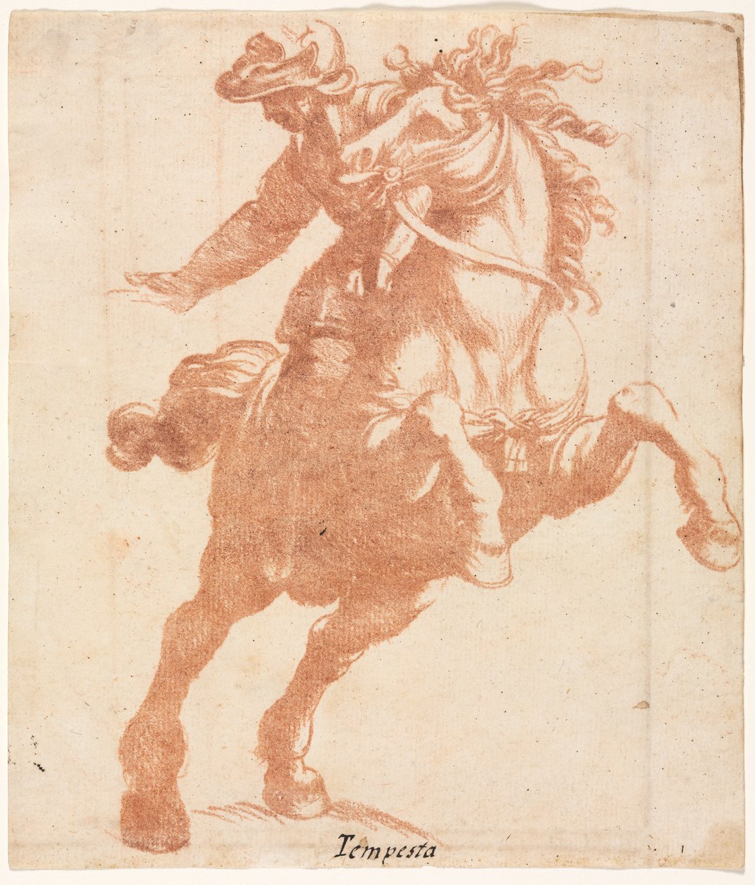 Uppfödande häst och ryttare, c. 1600. av Antonio Tempesta