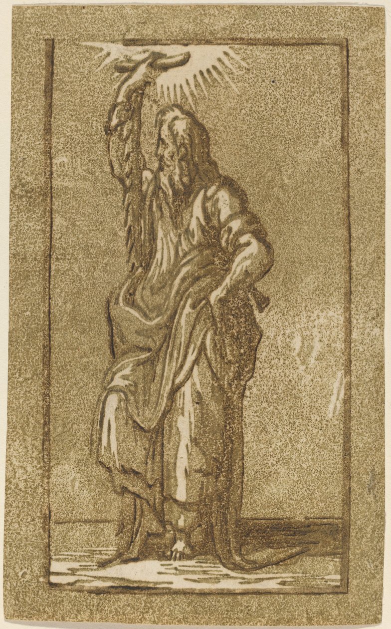 St Simon av Antonio da Trento after Parmigianino