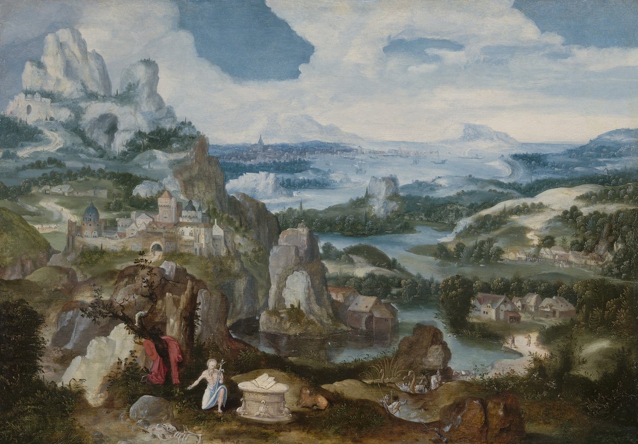Landskap med den ångerfulle Saint Hieronymus, 1530-40 av Antwerp School