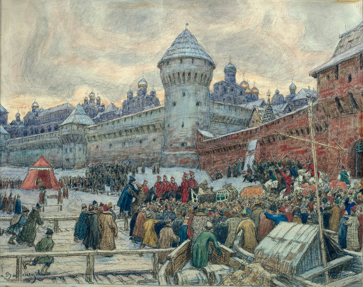 Antika Moskva, avgång efter ett slagsmål av Apollinari Mikhailovich Vasnetsov