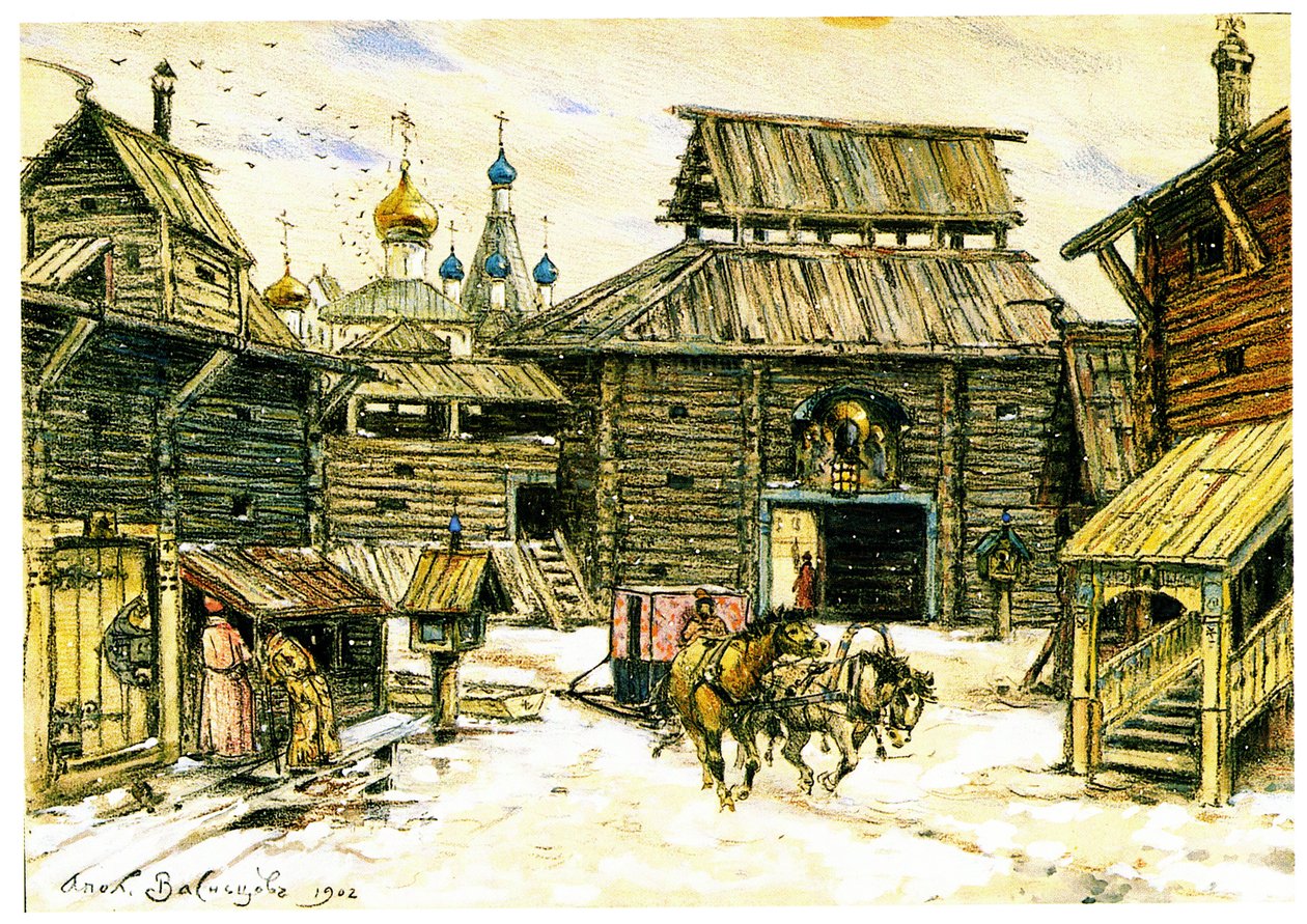 Gamla Moskva. Trästaden, 1902 av Apollinari Mikhailovich Vasnetsov