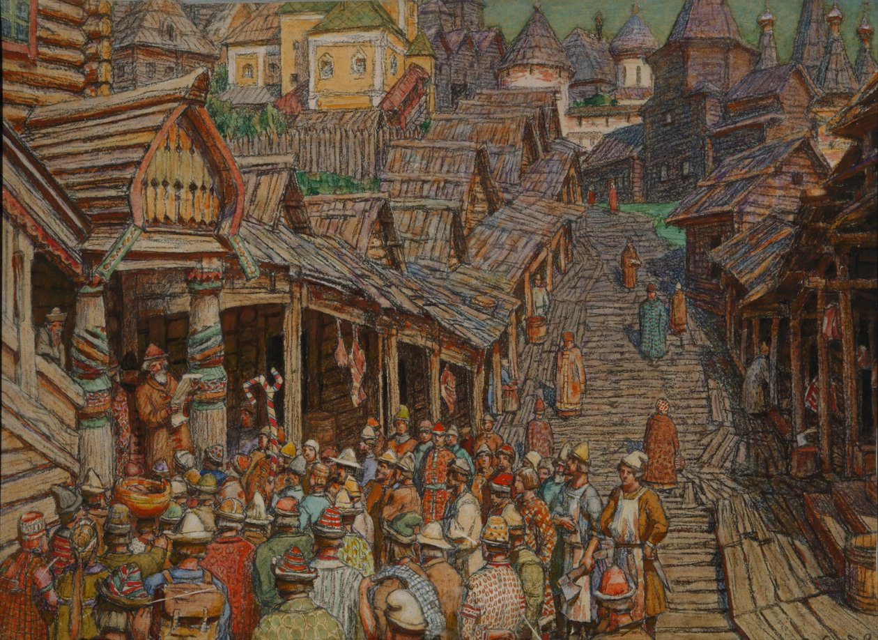 Läser ett påbud av Apollinari Mikhailovich Vasnetsov