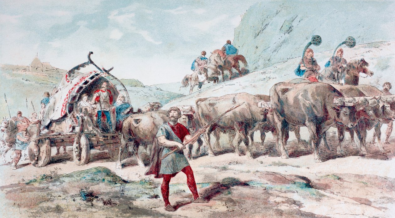 Nervisk vagn dragen av oxar av Armand Jean Heins