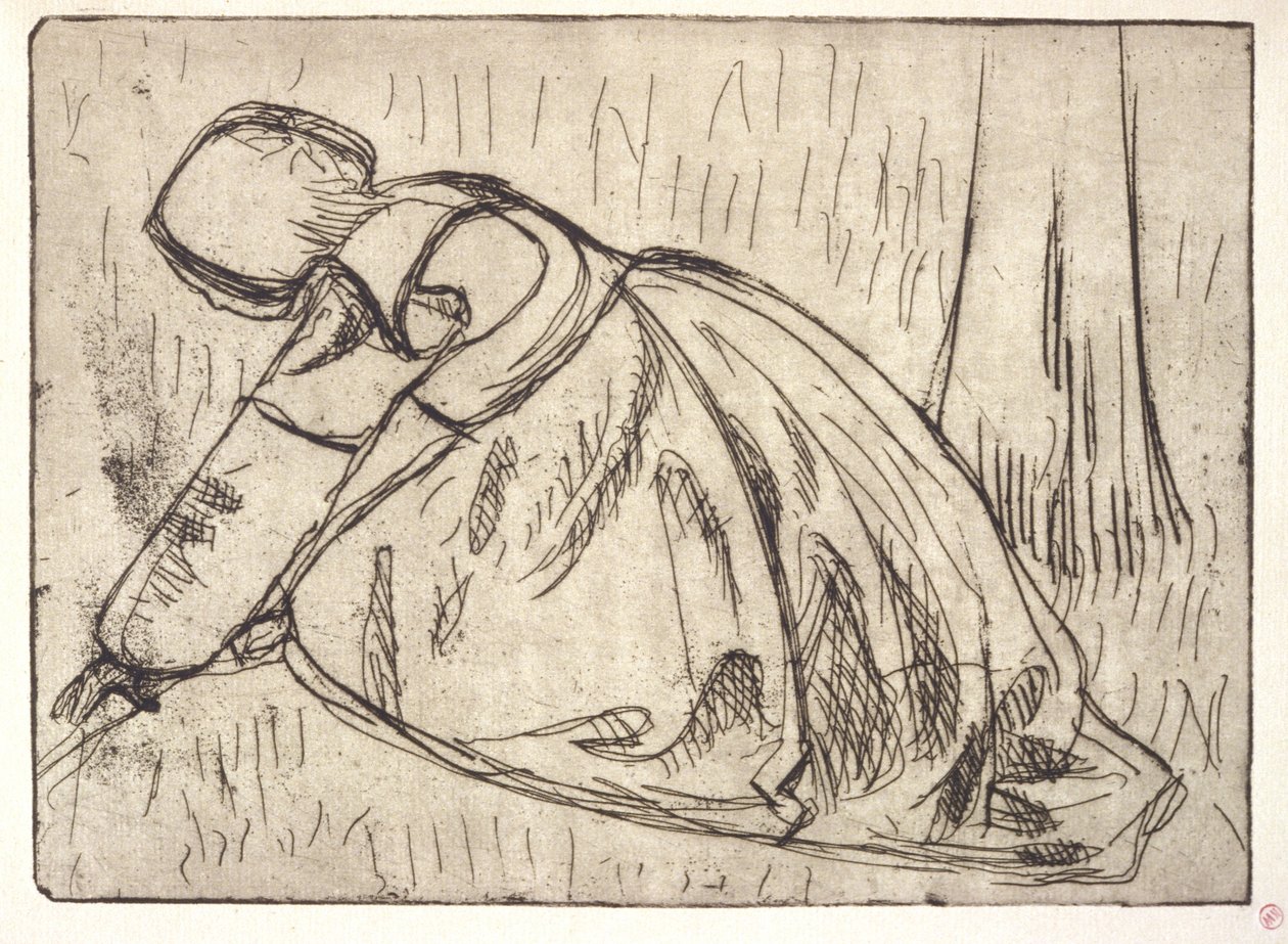 La Glaneuse (Gleaner) (etsning) av Armand Séguin