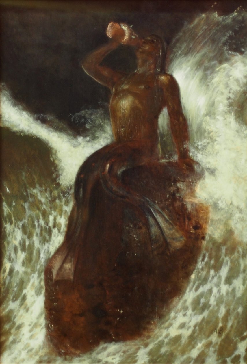 Triton, auf einer Muschel blasend av Arnold Böcklin