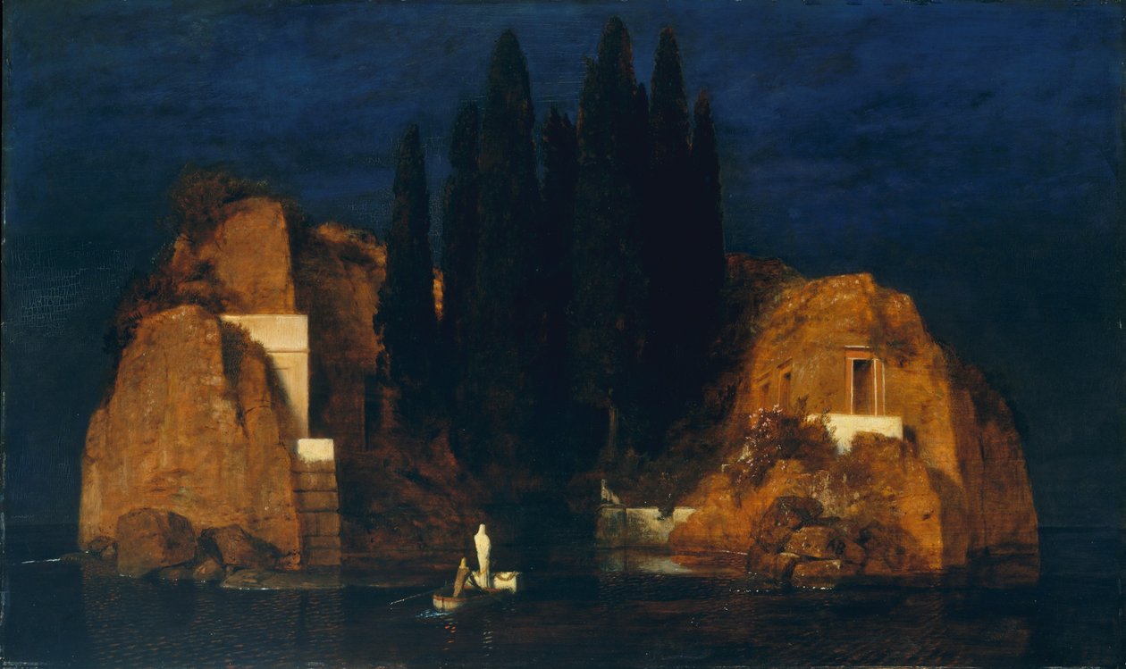 Isle of the Dead, andra versionen, 1880 (olja på trä) av Arnold Böcklin