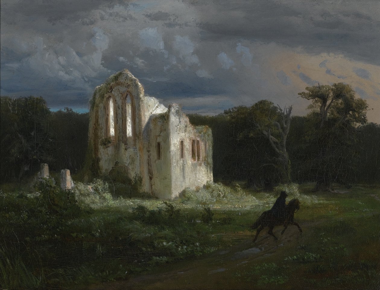 Landskap i månsken med ruin av Arnold Böcklin