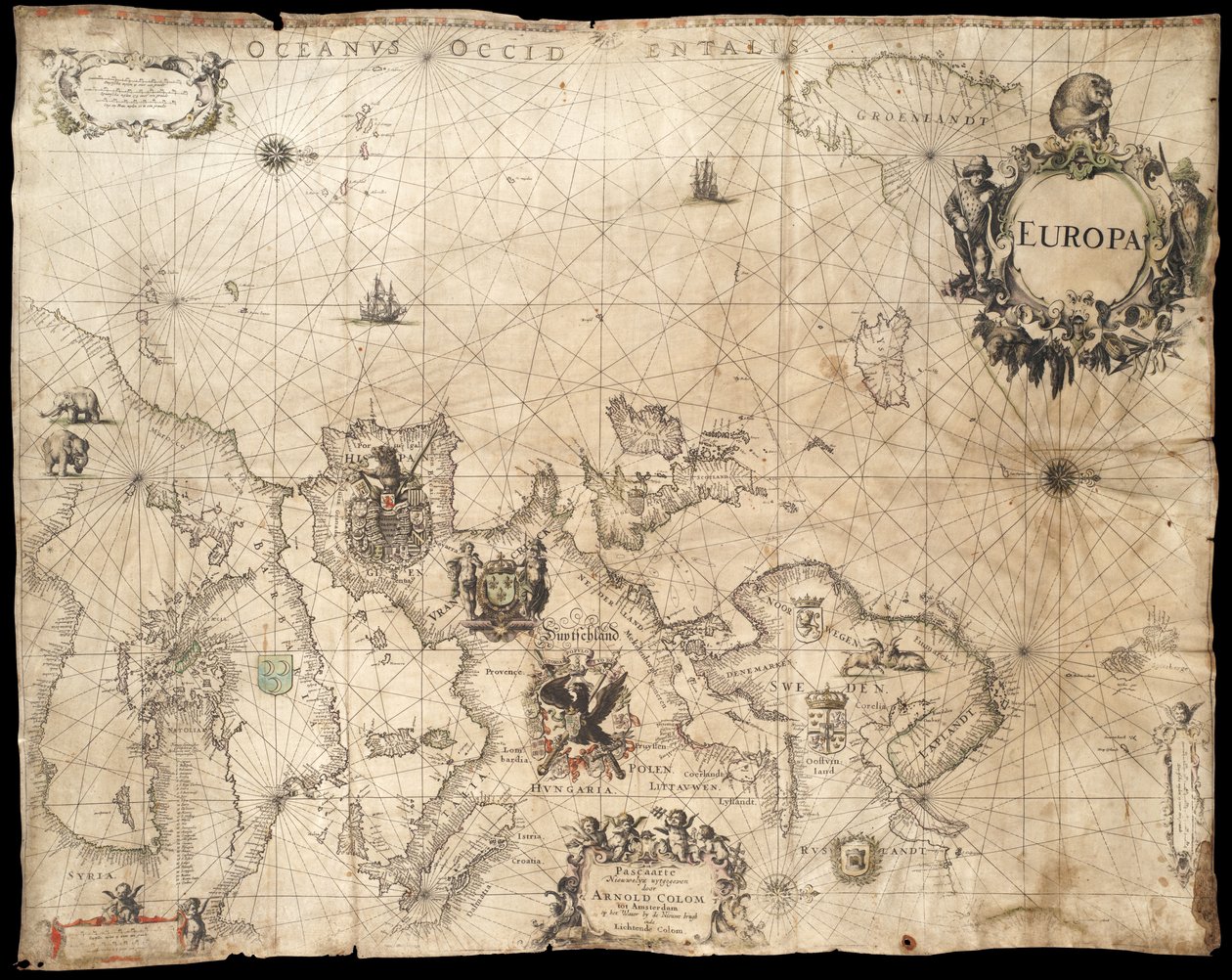 Europa; Pascaarte de Arnold Colom (1660) av Arnold Colom