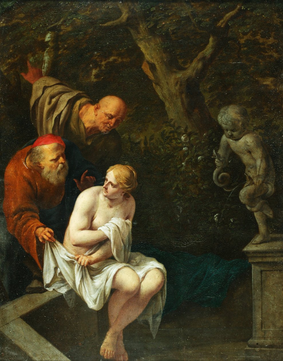 Susannah and the Elders (olja på koppar) av Arnold Houbraken