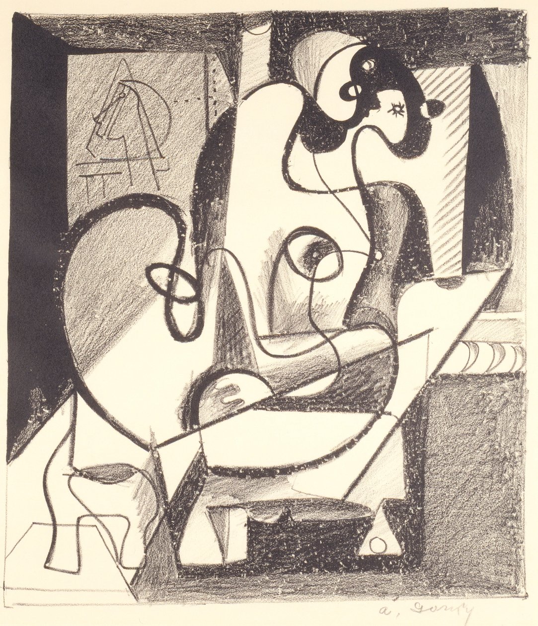Målare och modell (Skapelsekammaren) av Arshile Gorky