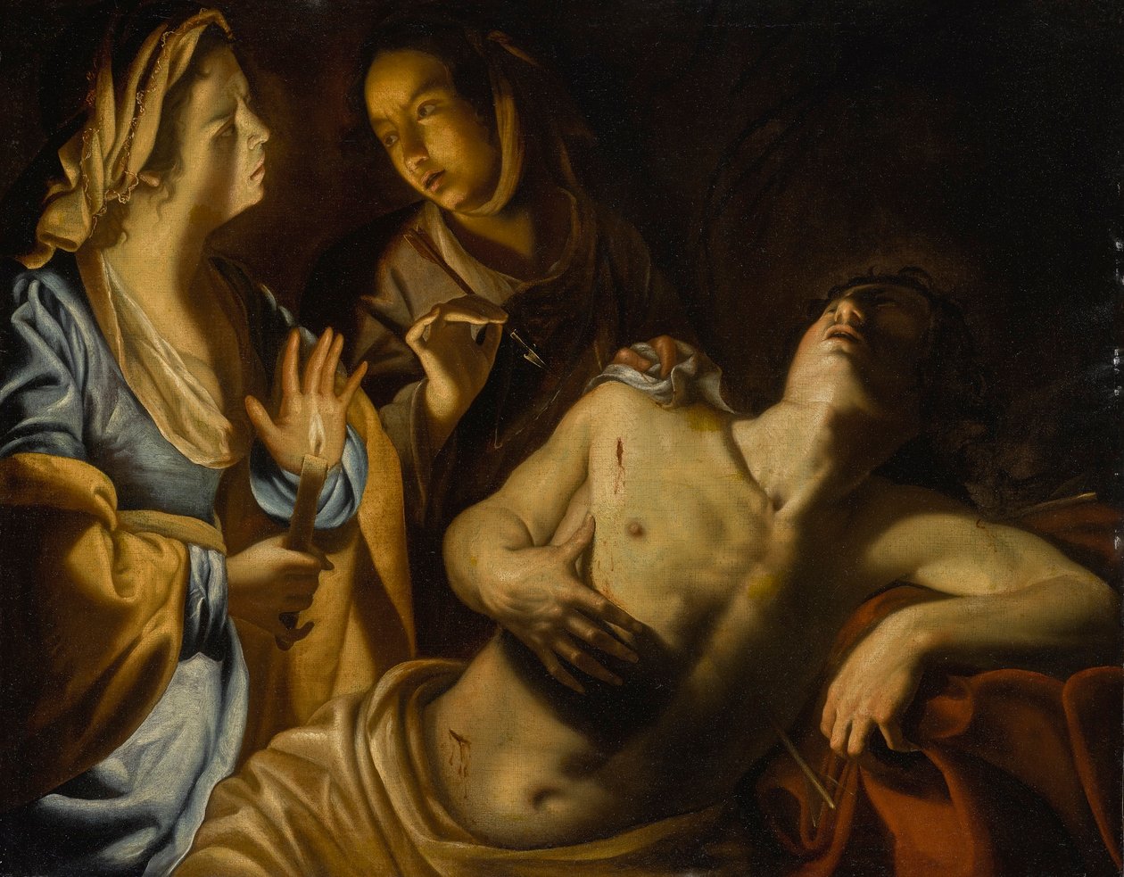 Sankt Sebastian vårdas av Sankt Irene av Artemisia Gentileschi