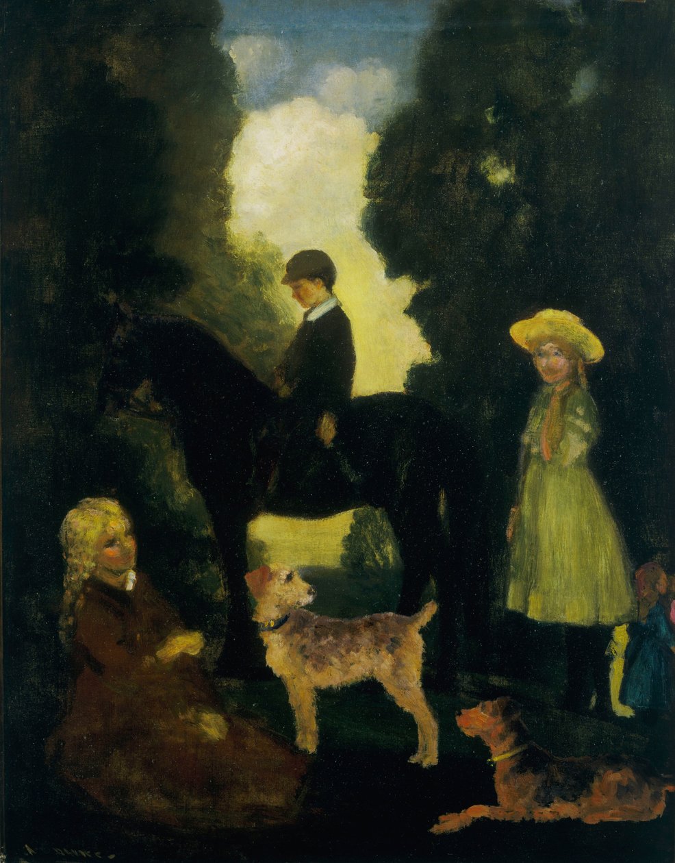 Barn, hundar och ponny av Arthur Bowen Davies