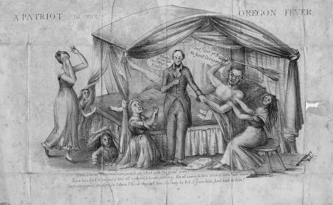 En patriot i Oregonfebern, publicerad i Washington, c.1844 av Arthur J. Stansbury