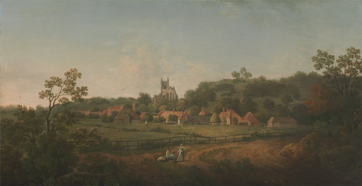 En fjärran utsikt över Hythe Village and Church, Kent av Arthur Nelson