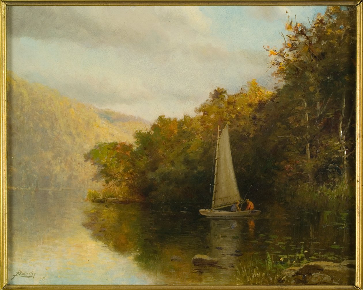 Segelbåt på floden, ca 1875 av Arthur Quartley