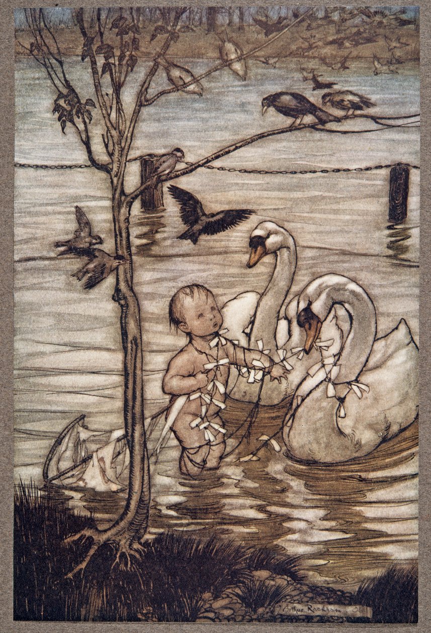 Efter detta sa fåglarna att de inte skulle hjälpa honom längre i hans galna företag... från Peter Pan i Kensington Gardens av J M Barrie (1860 - 1937), pub. 1906 av Arthur Rackham