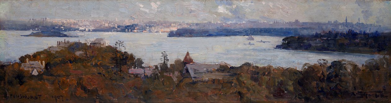 Sydney Harbour från Penshurst (Cremorne) av Arthur Streeton