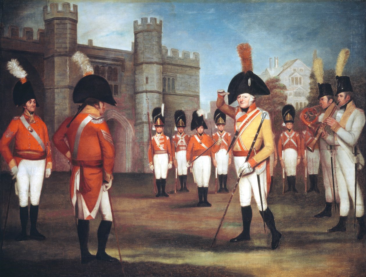 Staffordshire Militia på parad på Windsor Castle, c.1804 av Arthur Devis