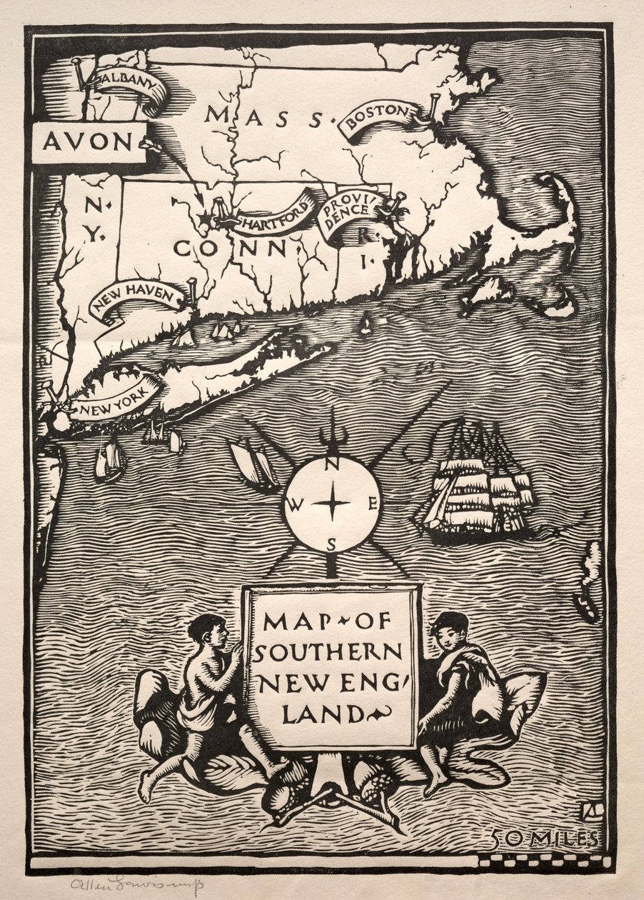 Karta över södra New England av Arthur Allen Lewis