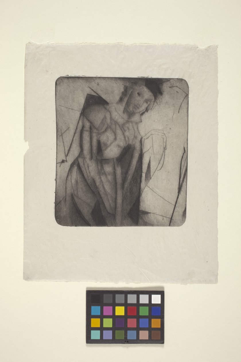 Figur i glas (torrnål) av Arthur Bowen Davies