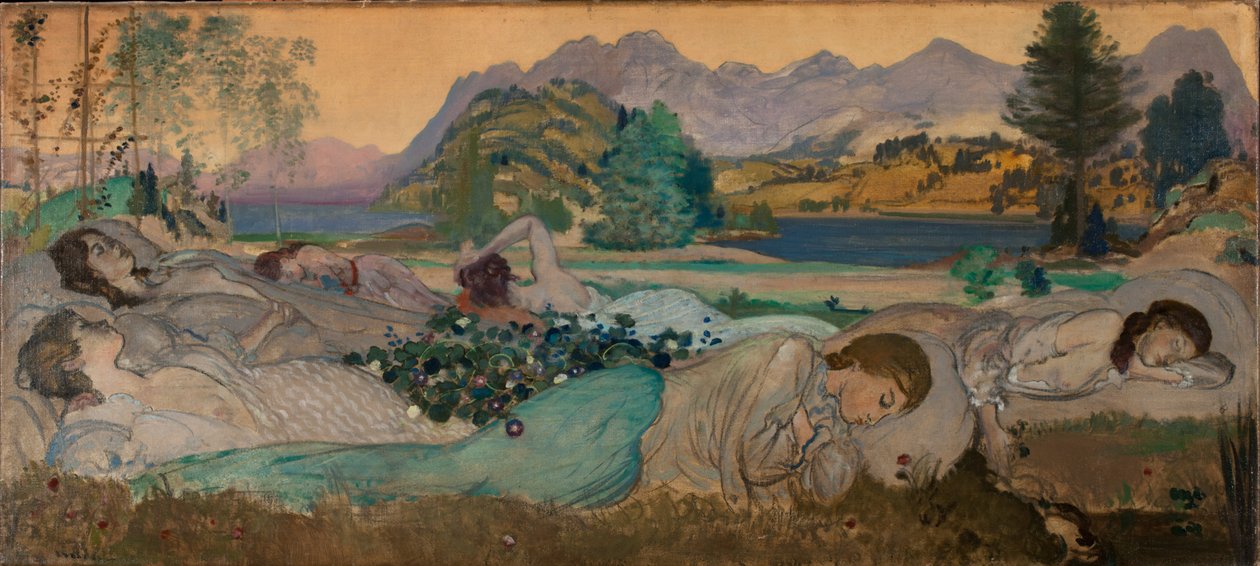 Sömnen ligger perfekt i dem, 1908 av Arthur Bowen Davies