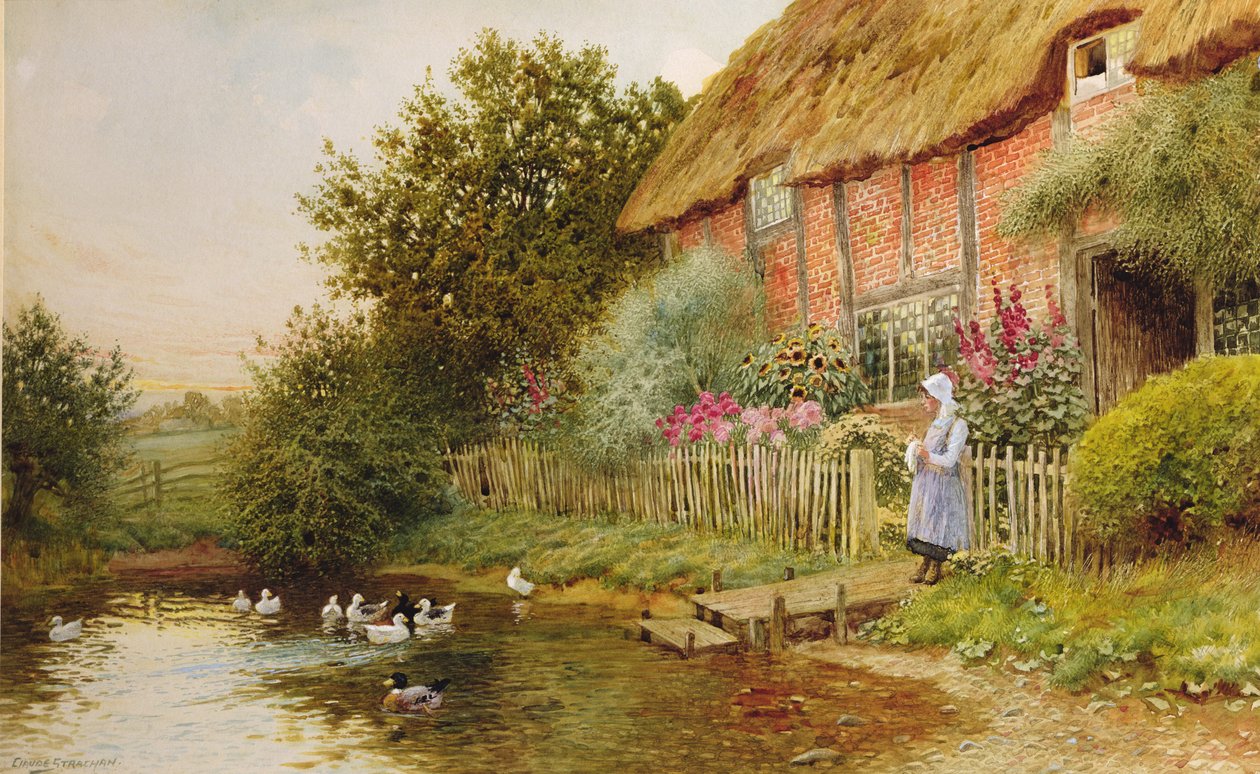 A Rustic Retreat (olja på duk) av Arthur Claude Strachan
