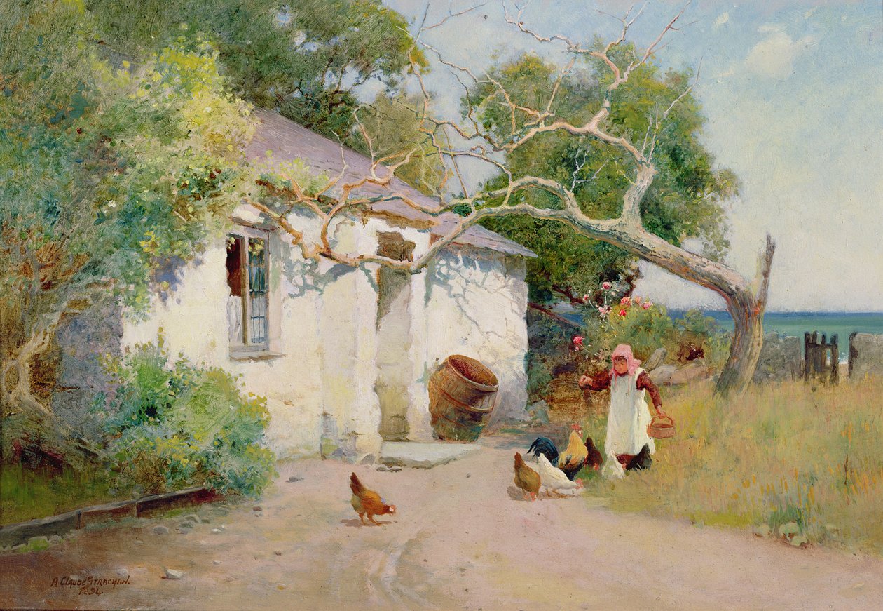 Feeding the Hens, 1894 (olja) av Arthur Claude Strachan