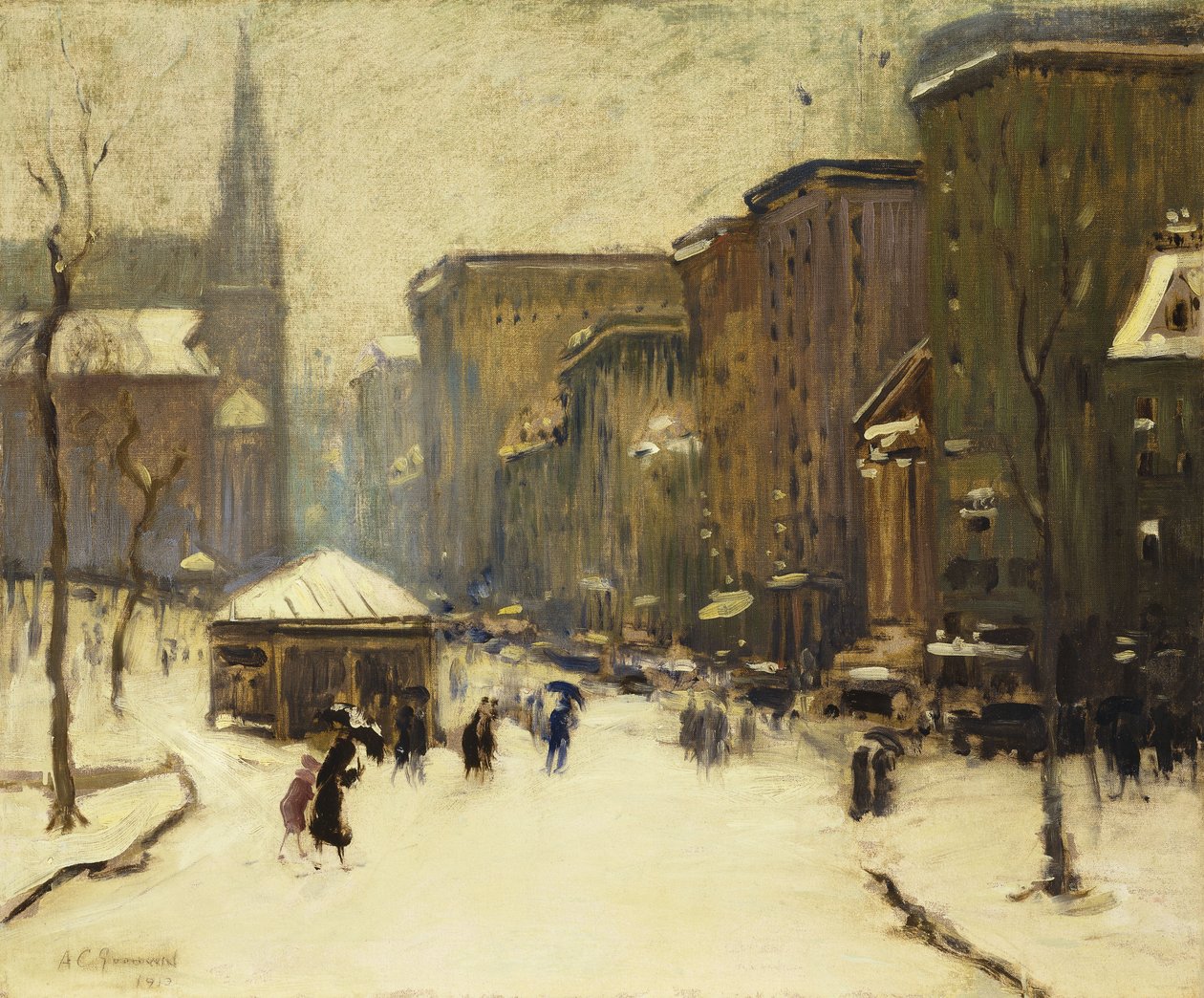 Park Street Church i snö av Arthur Clifton Goodwin