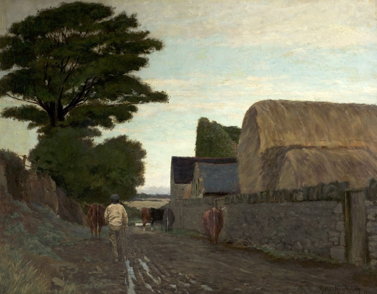 Körning upp till mjölk, 1881 av Arthur Hawksley
