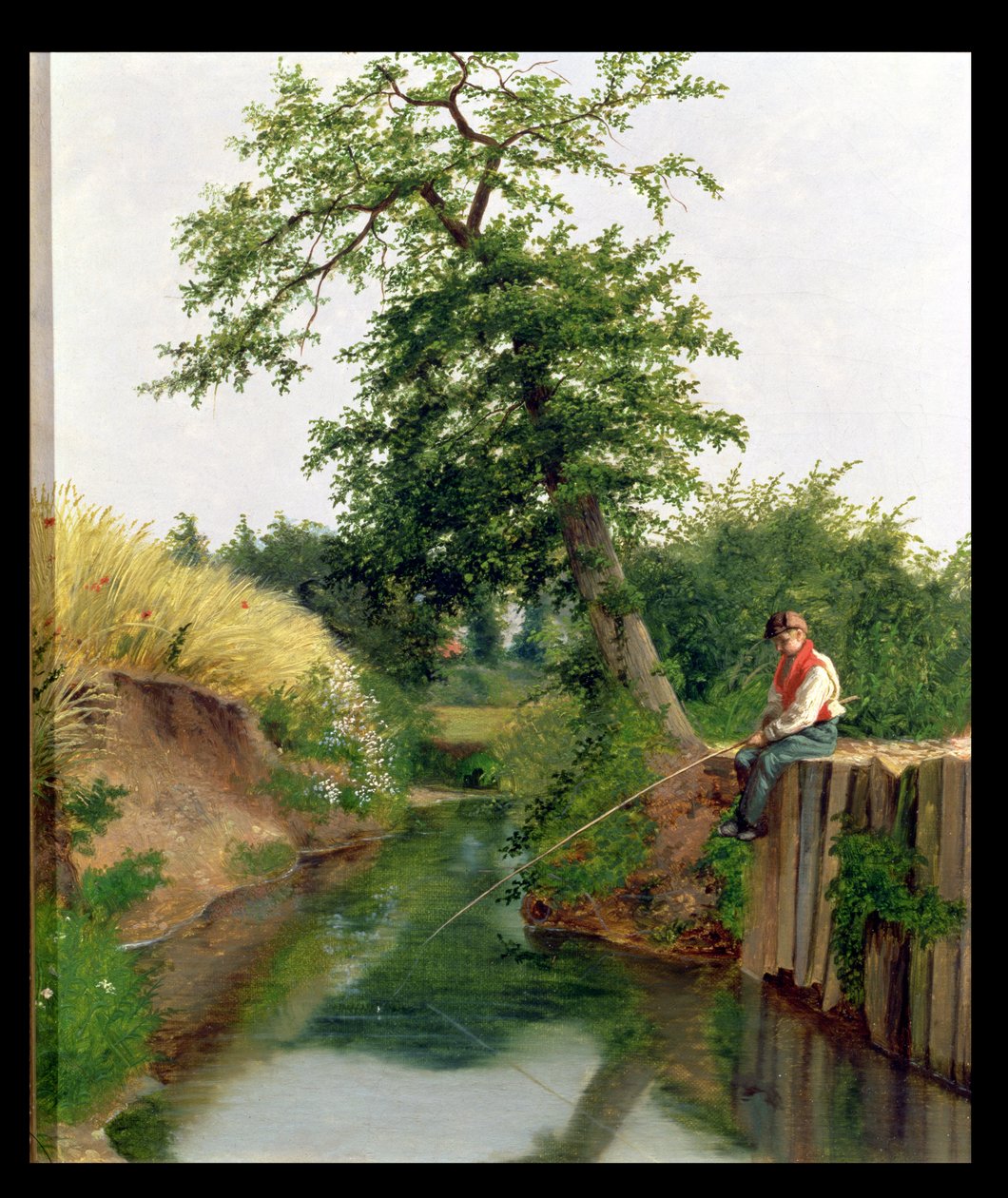 En pojke som fiskar av Arthur Hughes