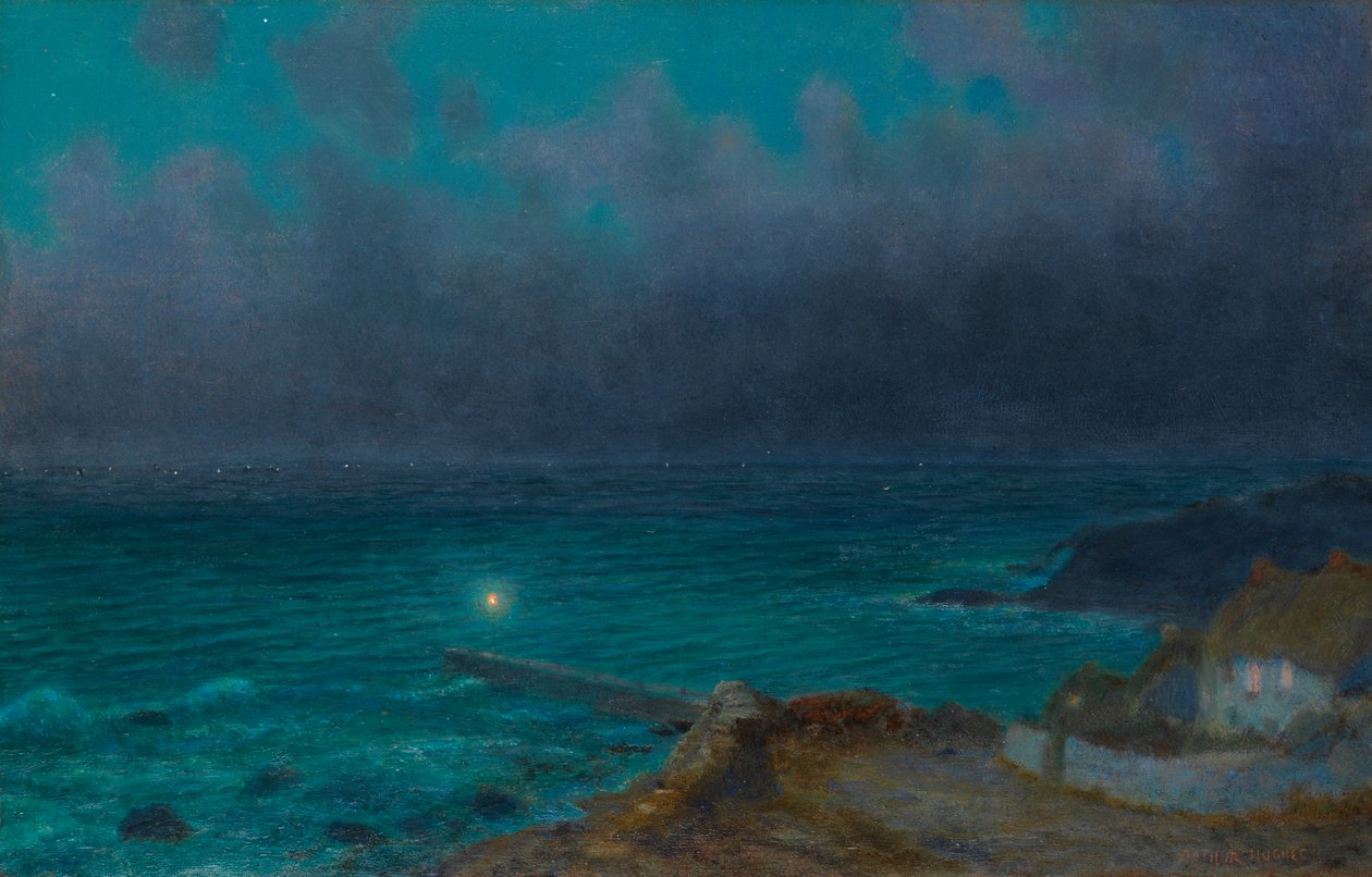 Night Toilers (olja ombord) av Arthur Hughes