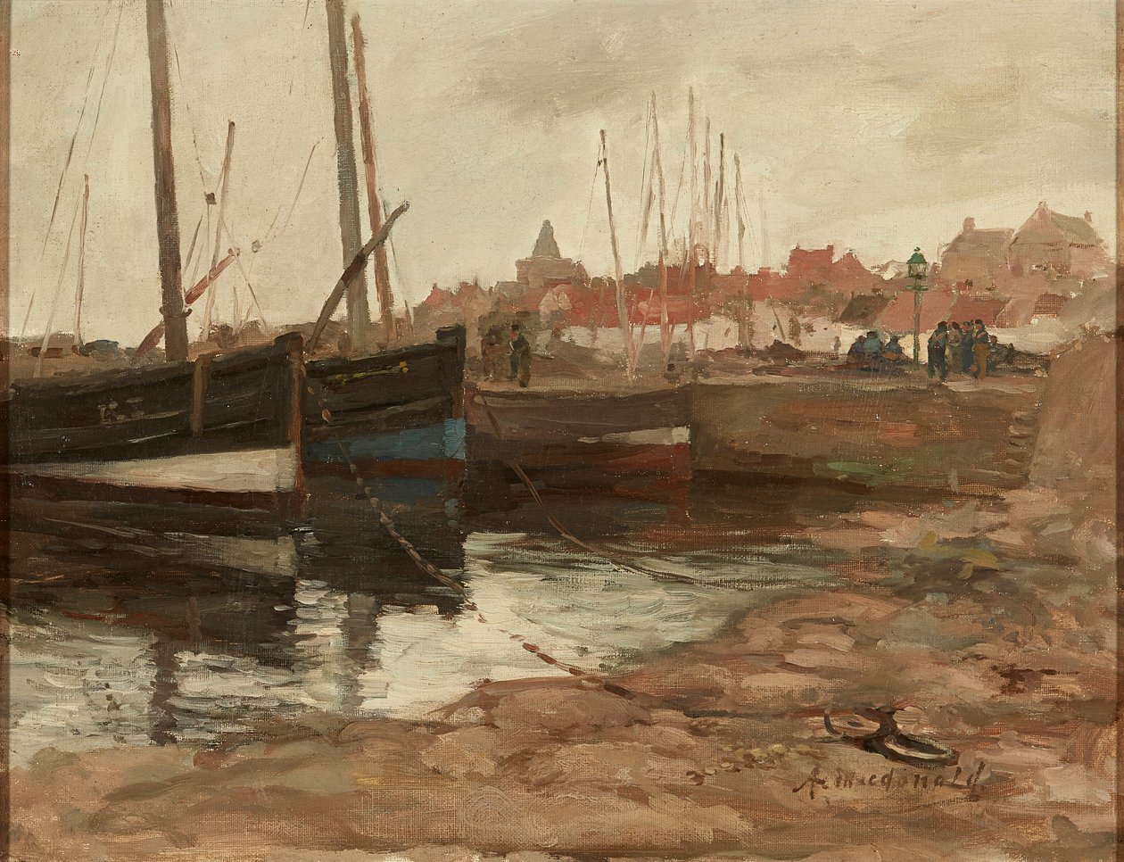 East Neuk Harbor (olja på duk) av Arthur MacDonald