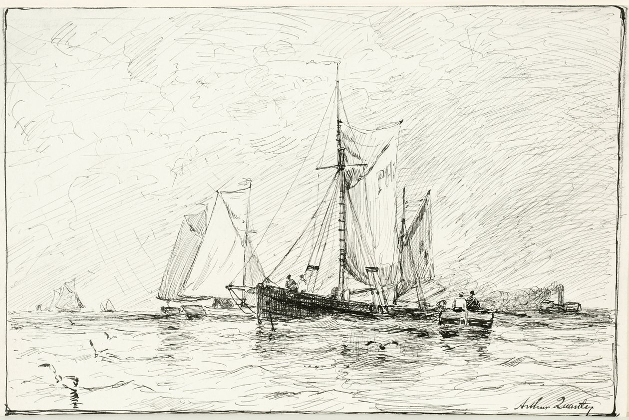 Trålare utanför Plymouth, England av Arthur Quartley