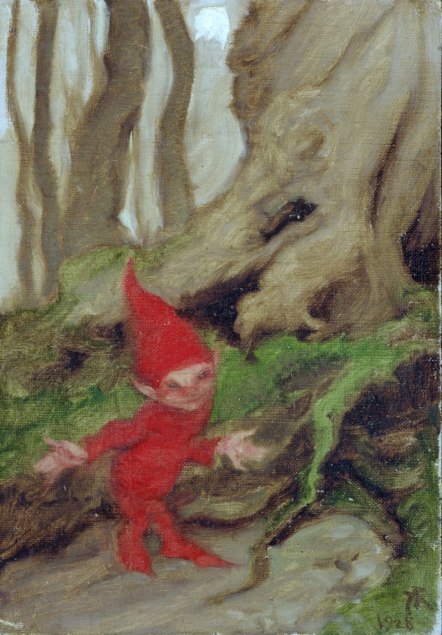 A Gnome by Tree Roots, 1928 av Arthur Rackham
