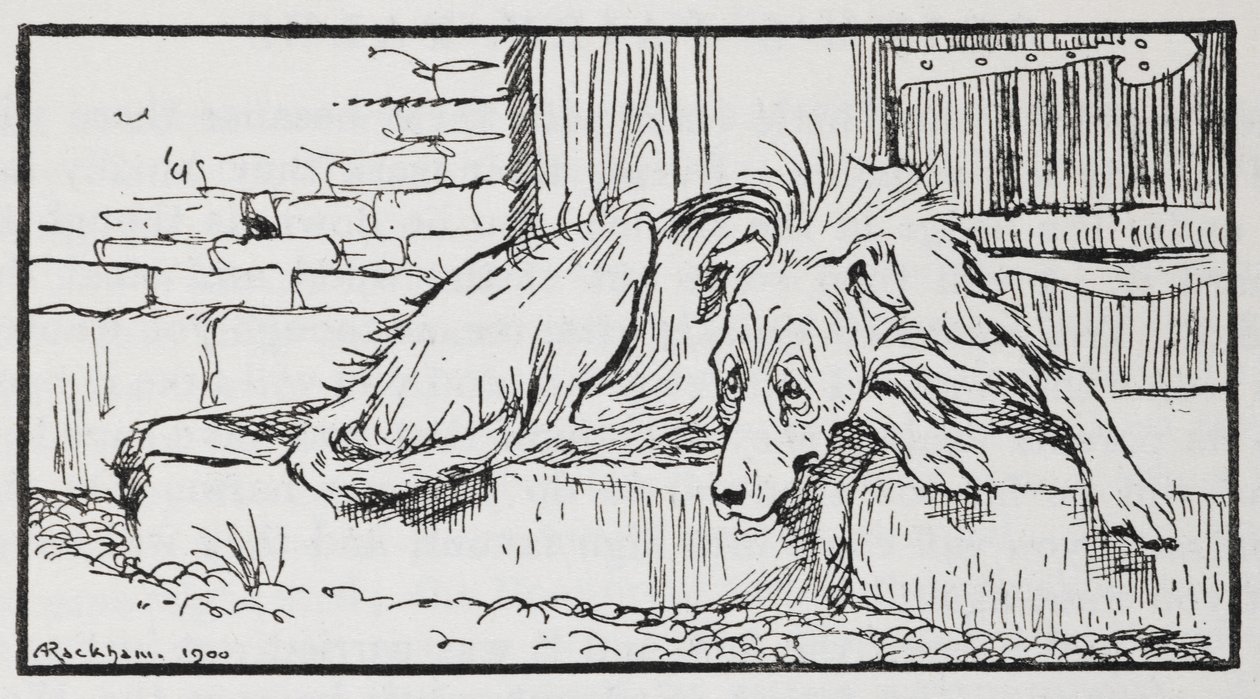 Illustration från Old Sultan of a Dog. av Arthur Rackham