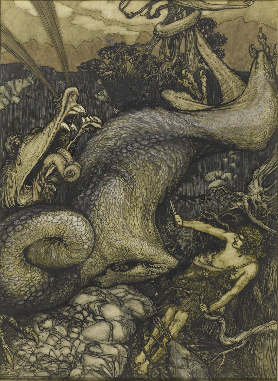 Drakdödaren Sigurd, 1901 av Arthur Rackham