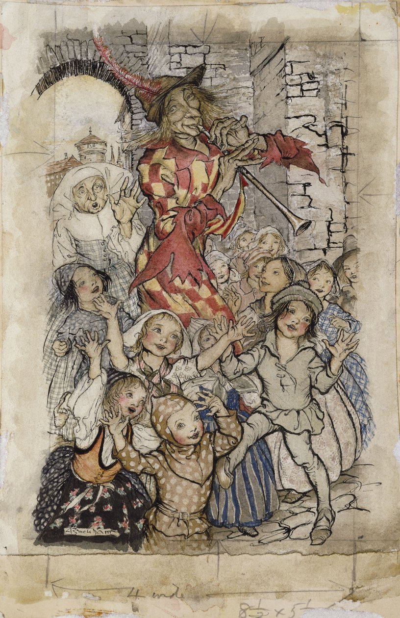 Pied Piper och barnen, av Arthur Rackham