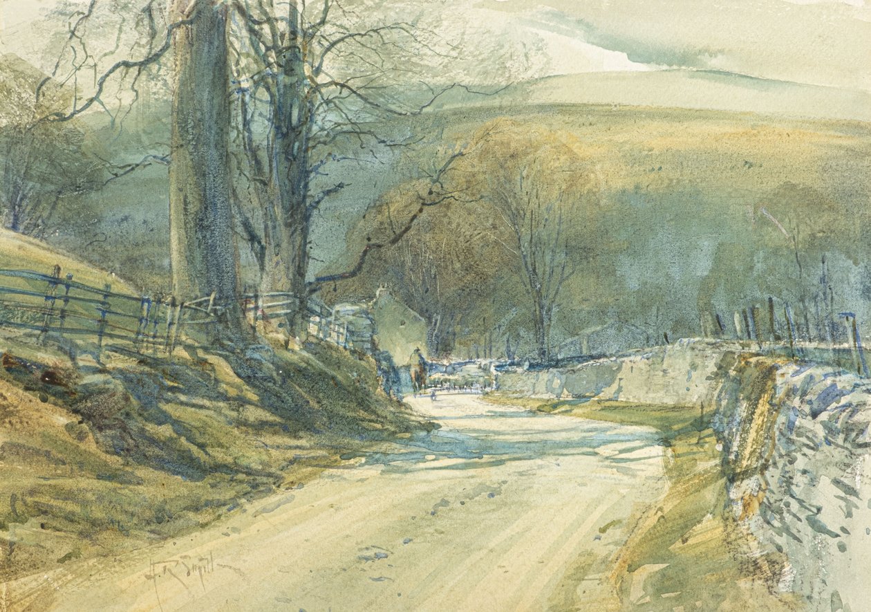 The Winding Road, Upper Wharfedale (akvarell) av Arthur Reginald Smith