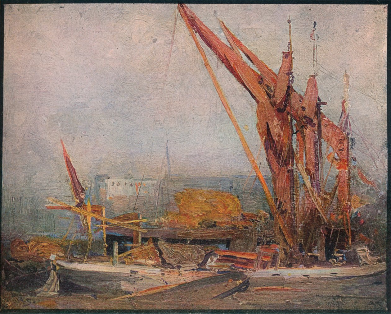 Hay Pråmar på Themsen, 1905 av Arthur Streeton