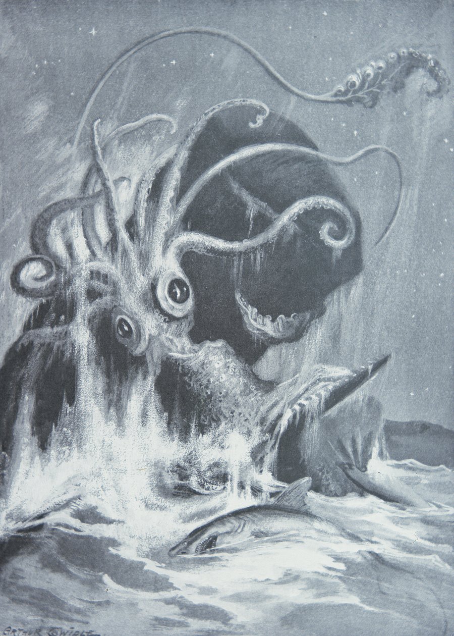 Kraken vs spermvalar av Arthur Twidle