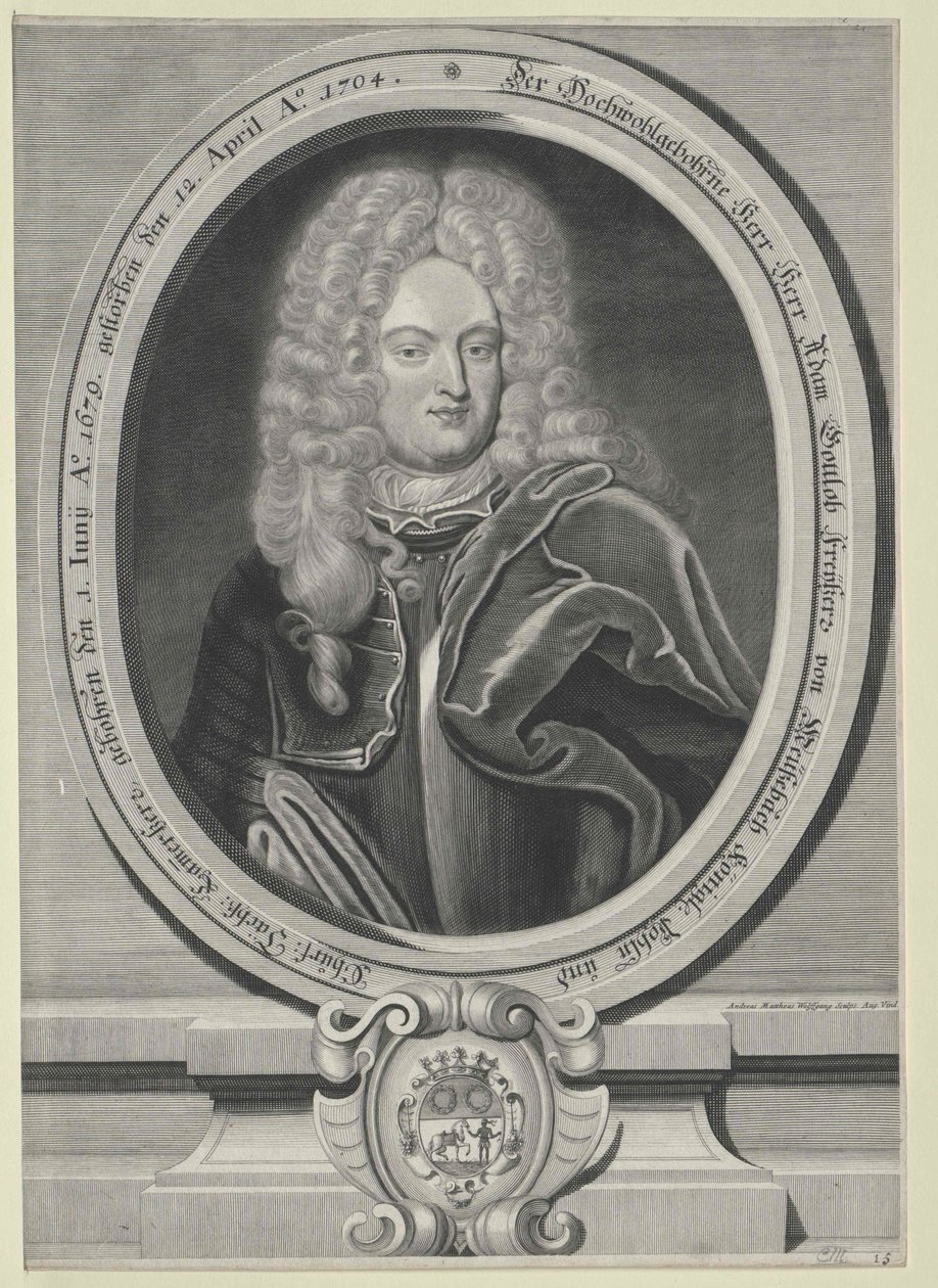 Adam Gottlob Baron Meusebach (tryck) av Artist Unknown