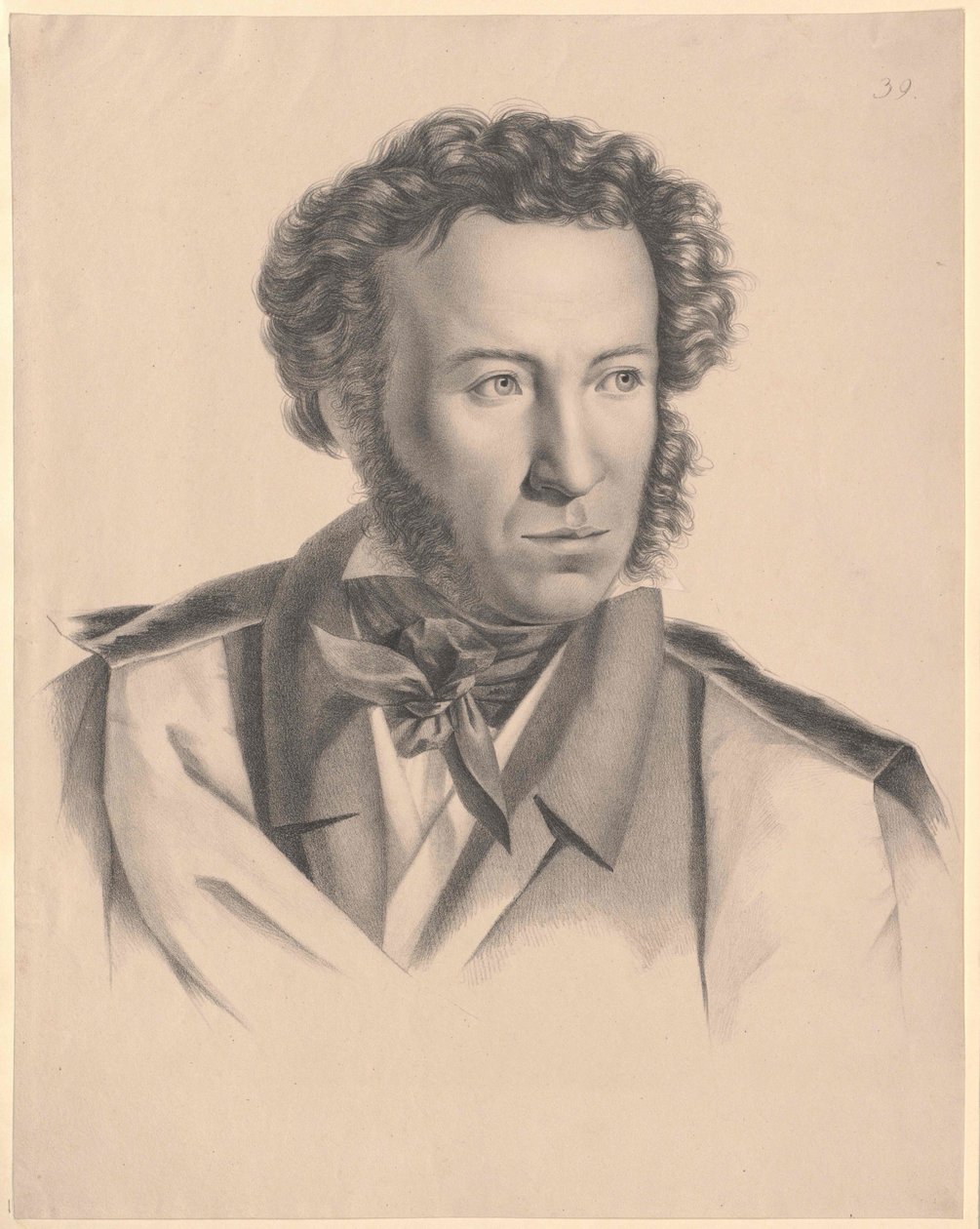 Alexander Sergejevitj Pusjkin (tryck) av Artist Unknown